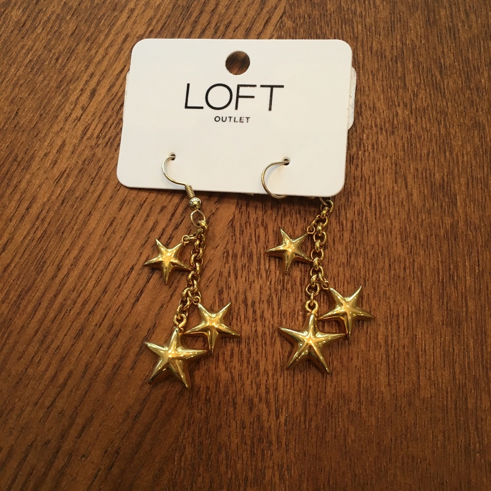 LOFT Gold Star Dangle Earrings